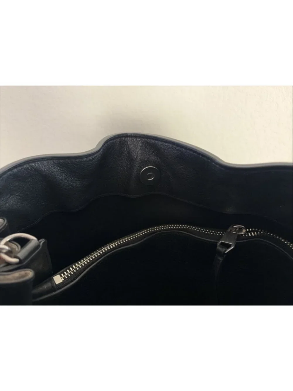 Rebecca Minkoff Regan Black Pebbled Leather Satchel Handbag Silver Hardware